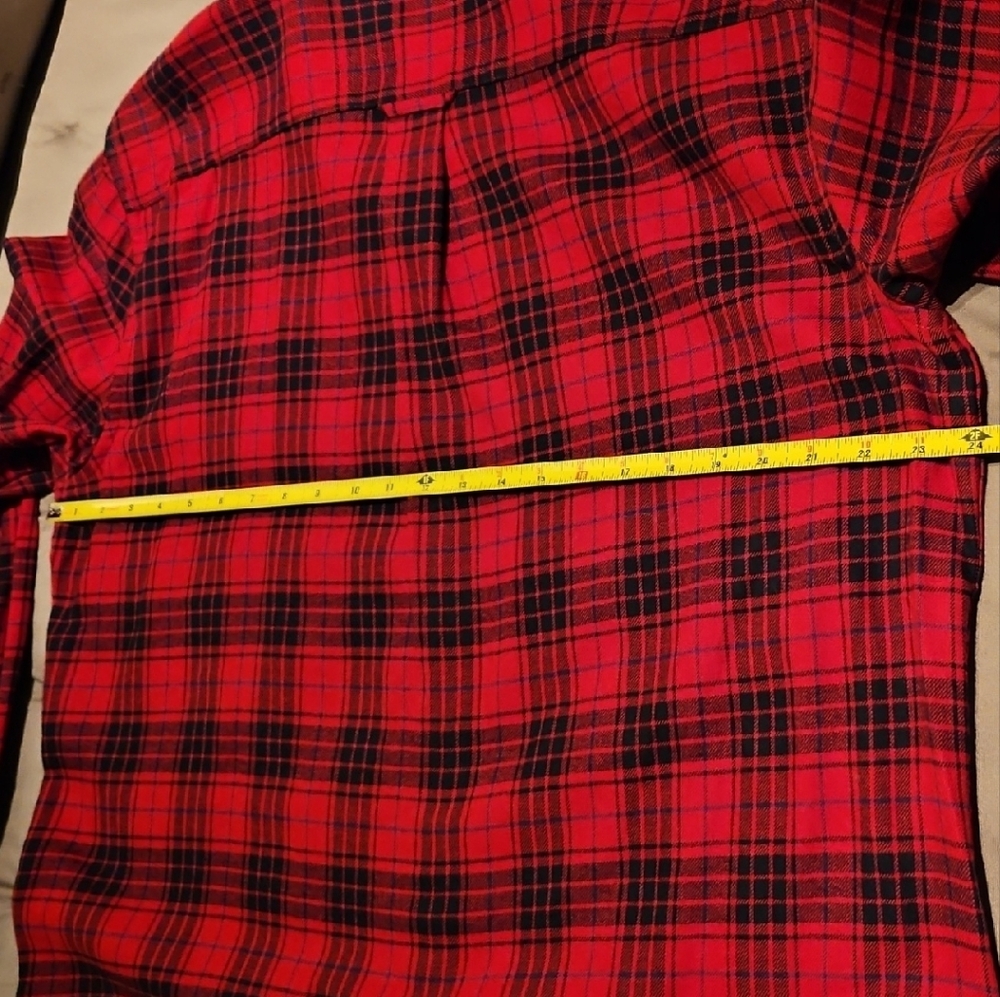Chaps Performance Red And Black Plaid Flannel But… - image 4